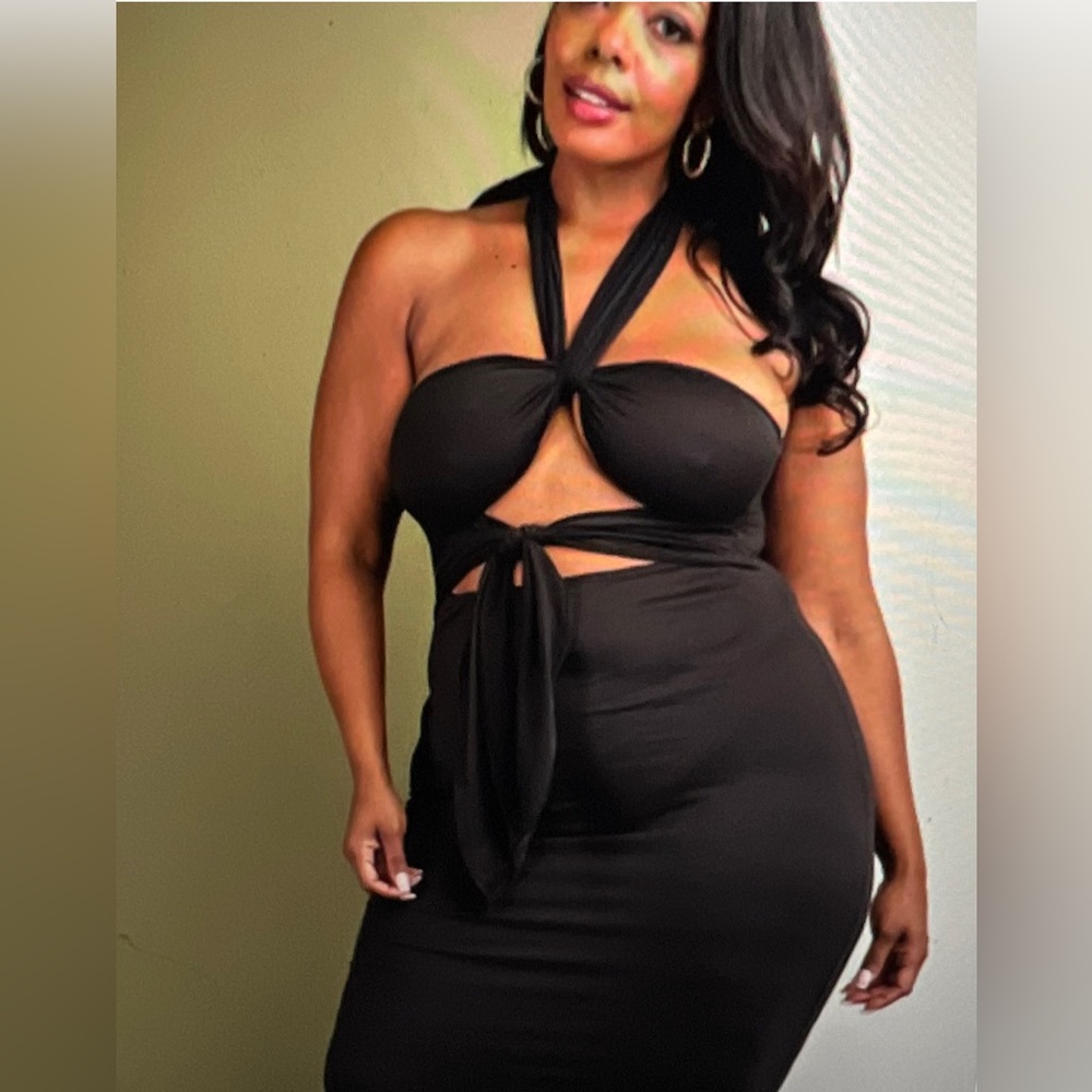 Black cut out dress maxie mid length